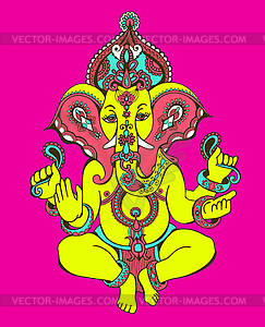Hindu lord ganesha ornate sketch drawing, tattoo, - vector image