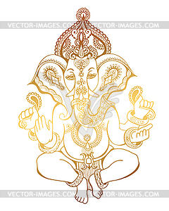 Hindu lord ganesha ornate sketch drawing, tattoo, - vector EPS clipart