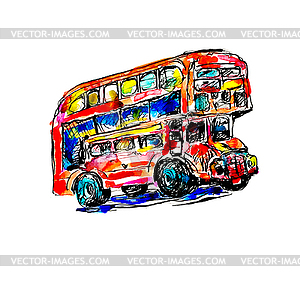 Doodle watercolor sketch painting of London symbol  - vector clipart