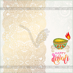 Happy Diwali gold greeting card with hand written - vector EPS clipart