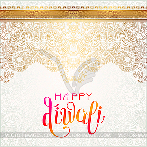 Happy Diwali gold greeting card with hand written - vector EPS clipart