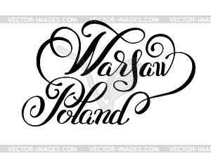 Черно-белый Варшава Польша стороны надписи - рисунок в векторе