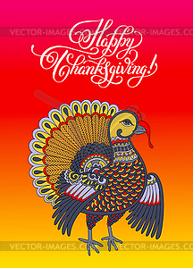 Happy Thanksgiving Day decorative greeting card wit - color vector clipart
