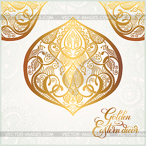 Floral golden eastern decor with place for your - vector image