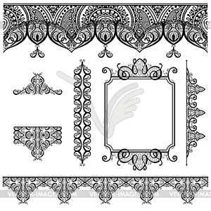 Set of black white design elements and page - vector clip art