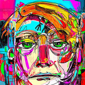 Contemporary digital painting portrait of man face - vector clipart