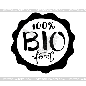 Черно-белый рукописный надпись 100% био - клипарт в векторе / векторное изображение
