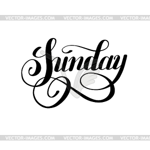 Sunday day of week handwritten black ink calligraphy - royalty-free vector image