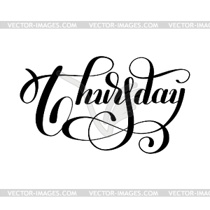 Thursday day of week handwritten black ink - vector clipart