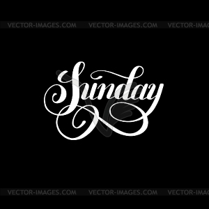 Sunday day of week handwritten white ink calligraph - stock vector clipart