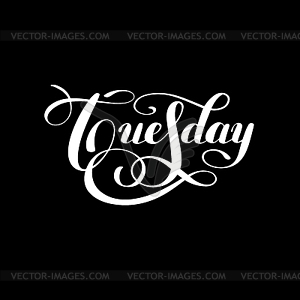 Tuesday day of week handwritten white ink - vector image