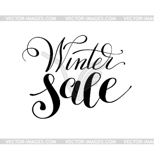 Winter sale black and white handwritten lettering - vector clipart