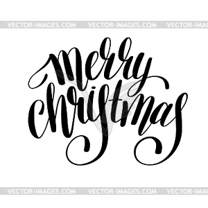 Merry christmas black and white handwritten - vector image