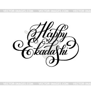 Happy ekadashi lettering inscription to indian - vector clipart