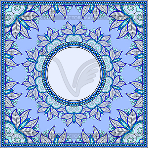 Blue invitation card with ethnic background, royal - vector clip art