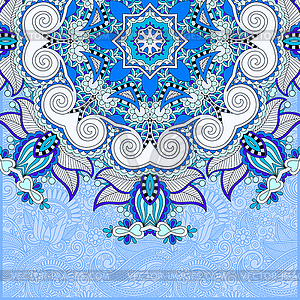 Floral blue pattern in ukrainian oriental ethnic - vector clipart