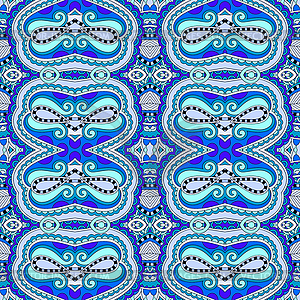 Blue authentic seamless geometry vintage pattern - vector image