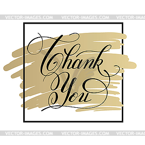 Black white and gold modern calligraphy thank you - vector clip art