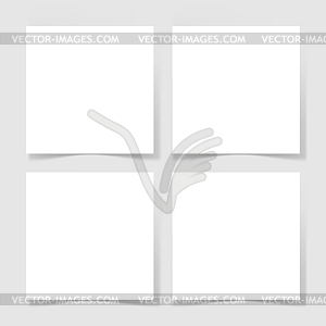 Four pieces blank sheet of white paper with shadow - vector clip art