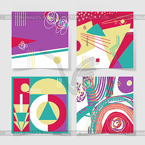 Set of 4 posters with abstract trendy pattern - color vector clipart