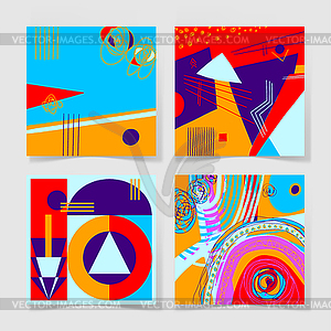 Set of 4 posters with abstract trendy pattern - vector clipart