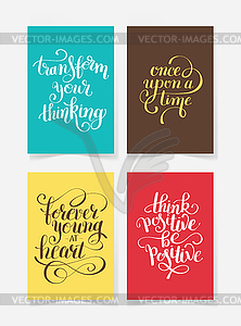 Set of four bright colors handwritten lettering - vector clipart