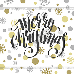 Merry christmas hand written calligraphy with golde - vector clipart