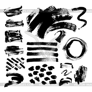 Set of 42 black ink hand drawing brushes - vector image