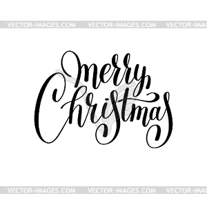 Merry christmas black and white handwritten - vector image