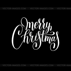 Merry christmas black and white handwritten - vector clip art