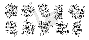 Black and white inspirational phrase set, positive - vector clipart / vector image