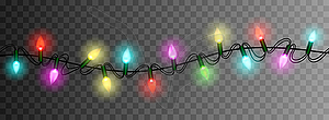 Christmas lights luminous garland realistic design - vector image