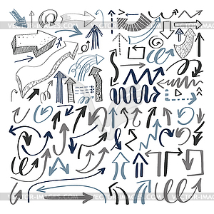 Set of hand drawing arrows collection - vector image