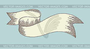 Hand drawing ribbon in engraving old vintage style - vector clip art