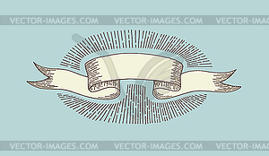Hand drawing ribbon in engraving old vintage style - vector clip art