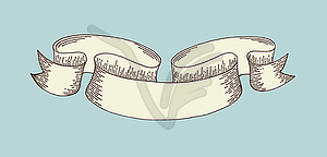 Рука рисунок ленты в гравирования старой стиле винтаж - векторное изображение EPS