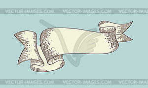 Hand drawing ribbon in engraving old vintage style - vector image