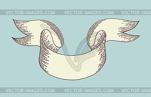 Hand drawing ribbon in engraving old vintage style - vector clipart