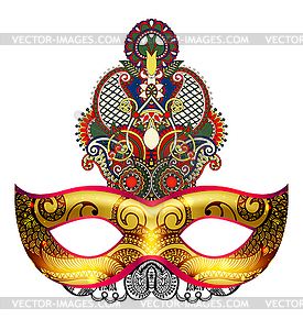 3d gold venetian carnival mask silhouette with - vector image