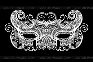 Black lineart venetian carnival mask silhouette - royalty-free vector image