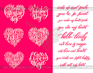 Set of happy valentines day handwritten lettering - vector image