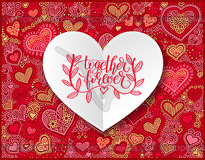 Together forever hand written lettering love and - vector image