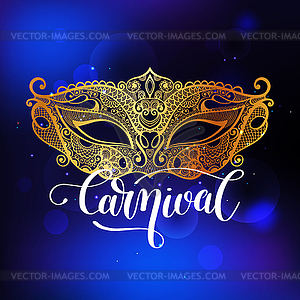Venetian carnival gold mask with ornamental floral - vector clipart