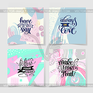 Set of four handwritten calligraphy lettering - vector clipart