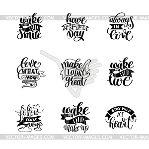 Set of handwritten lettering positive quote about - vector clipart