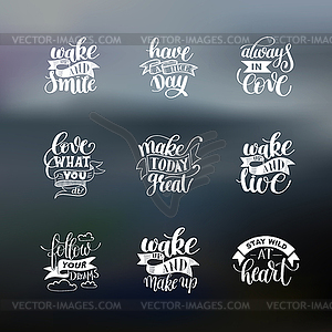 Set of handwritten lettering positive quote about - vector clip art