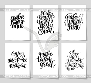 Set of 6 hand written lettering positive - vector clip art