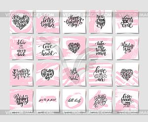 Set of pink grunge happy valentines day - vector clipart