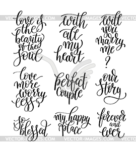 Set of black and white hand written lettering phras - vector clipart