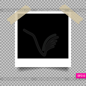 Retro polaroid photo frame template on sticky tape - vector clipart